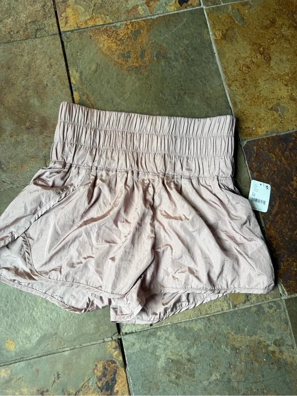 Free Peopls Lavendar Smocked Waist Athletic Shorts